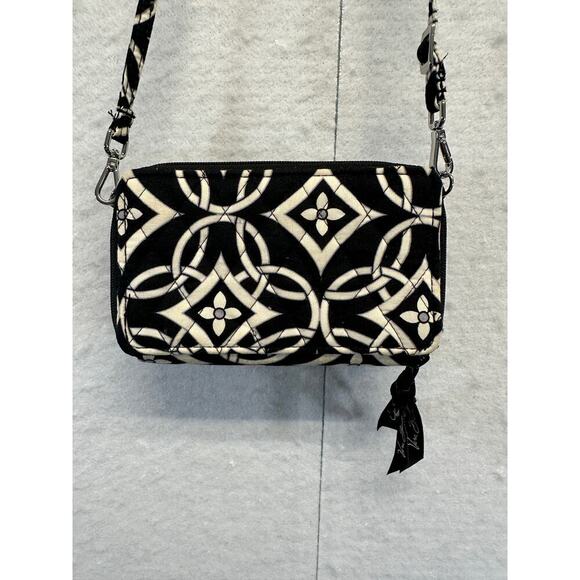 Vera Bradley Crossbody Wallet Purse Concerto Black White Pattern - Picture 5 of 10